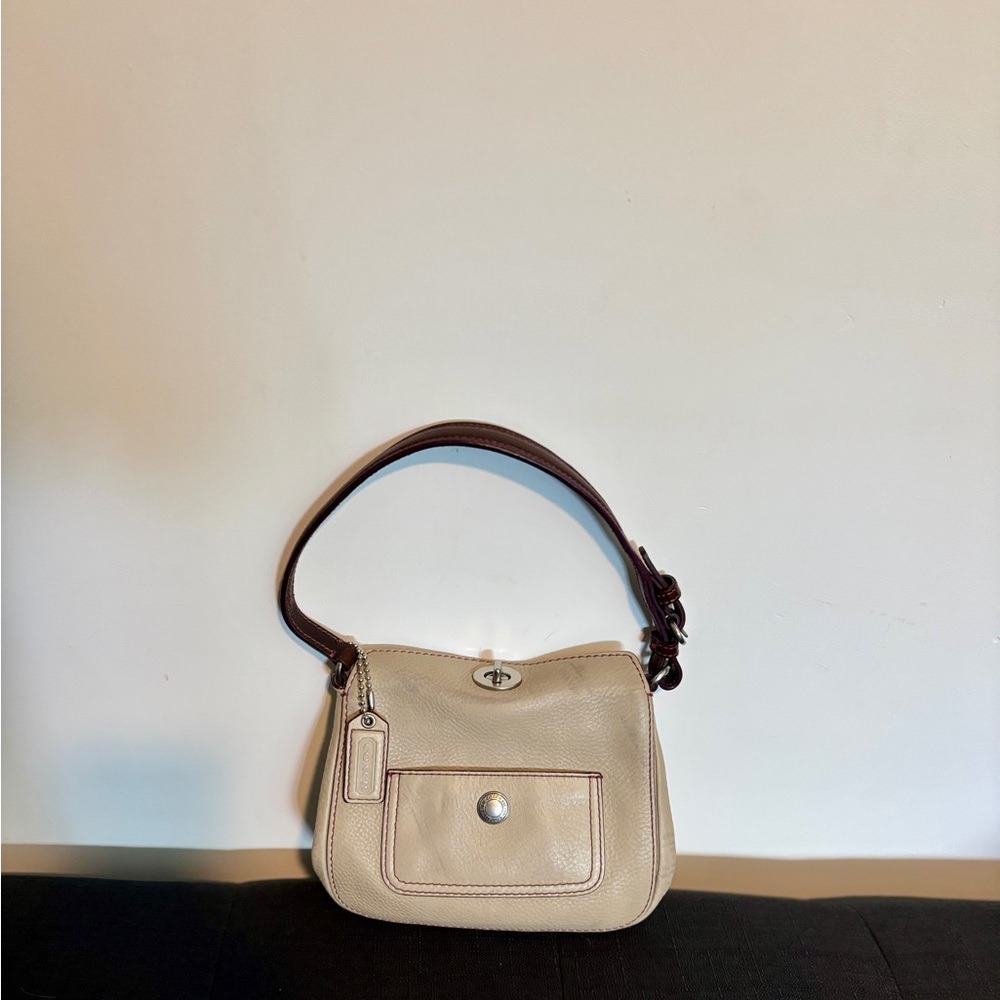 Coach Beige and Dark Brown Small Shoulder Bag